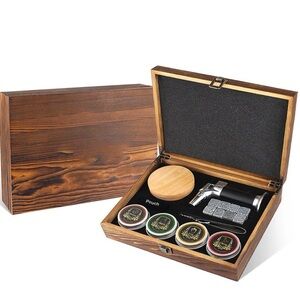 Wooden Cocktail Smoker Kit with 4 Wood Chip Boxes for Whiskey & Drinks - NEW